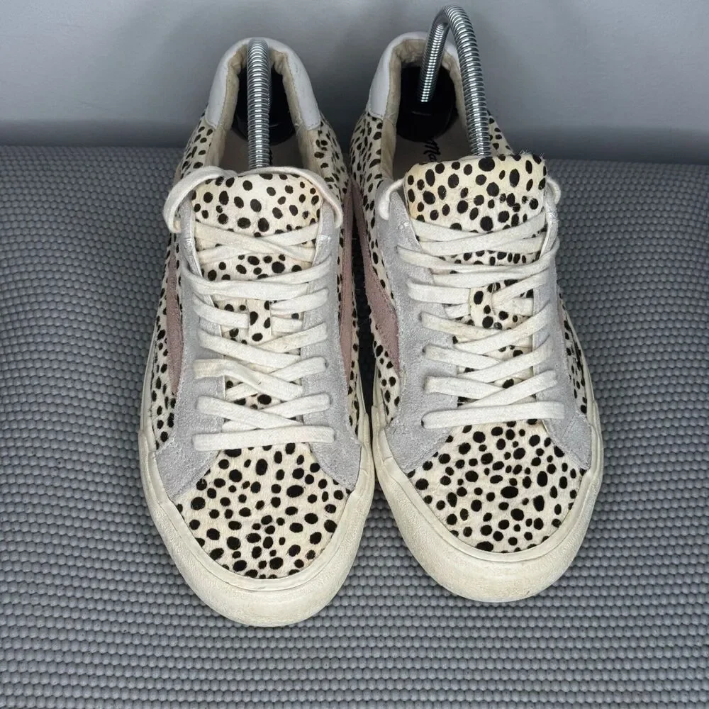 Madewell Sidewalk Calf‎ Hair Sneakers Womens US 9.5 Low Top Shoes Spotted White